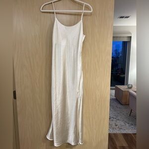 Altar’d State Cream Shiny Slip Midi Dress